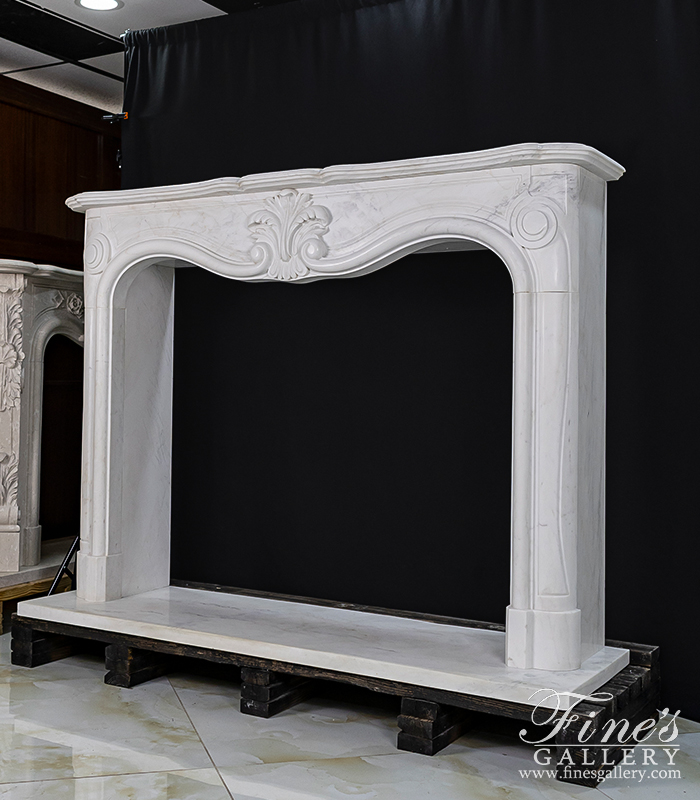 Marble Fireplaces  - Elegant Statuary White Marble Fireplace - MFP-2052